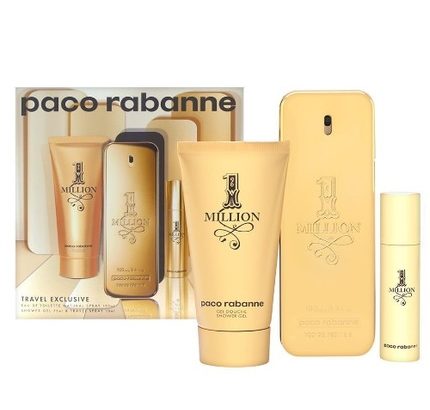 1 Million by Paco Rabanne 3pc Gift Set EDT 3.4 oz + Shower Gel 2.5 oz + Mini 0.34 oz for Men