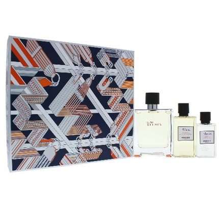Terre D’Hermes by Hermes 3pc Gift Set EDT 3.3 oz + Hair Body Shower Gel 2.7 oz + After Shave Lotion 1.35 oz For Men
