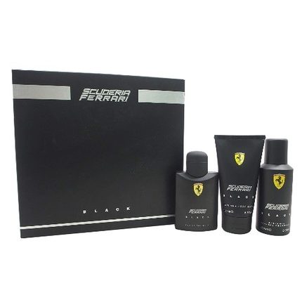 FERRARI BLACK BY FERRARI 3PC GIFT SET EDT 4.2 OZ + HAIR AND BODY WASH 5 OZ + DEODORANT SPRAY 5 OZ FOR MEN