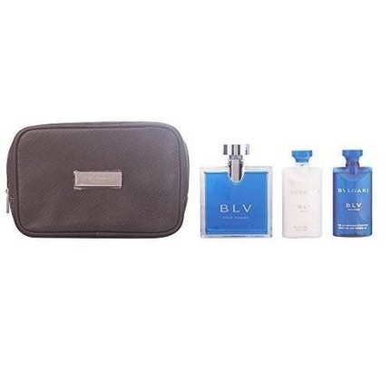 Bvlgari BLV by Bvlgari 4pc Gift Set EDT 3.4 oz + After Shave Balm 2.5 oz + Shampoo and Shower Gel 2.5 oz + Bag for Men