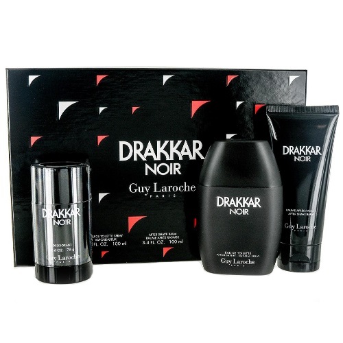 DRAKKAR NOIR BY GUY LAROCHE 3PC GIFT SET EDT + AFTERSHAVE BALM + DEODORANT STICK FOR MEN perfume | PerfumesLA