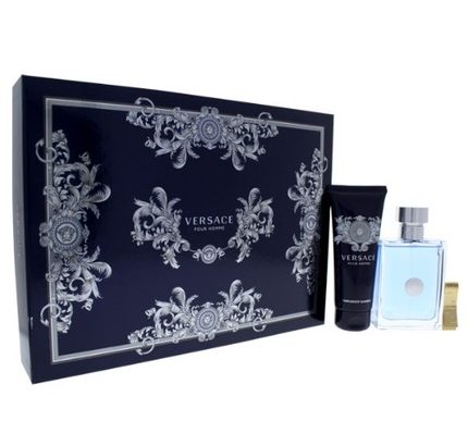 Versace Pour Homme by Versace 3pc Gift Set 3.4 oz EDT + Hair & Body Shampoo + Money Clip