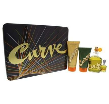Curve by Liz Claiborne 4pc Gift Set EDC 4.2 oz + Aftershave Balm 3.4 oz + SG 2.5 oz + Mini 0.25 oz for Men