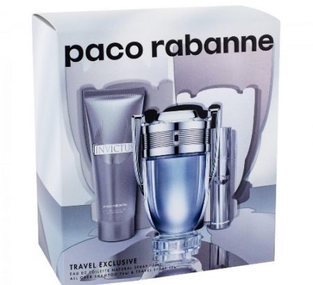 INVICTUS BY PACO RABANNE 3PC GIFT SET FOR MEN EDT 3.4 OZ + ALL OVER SHAMPOO 2.5 OZ + MINI 0.34 OZ FOR MEN
